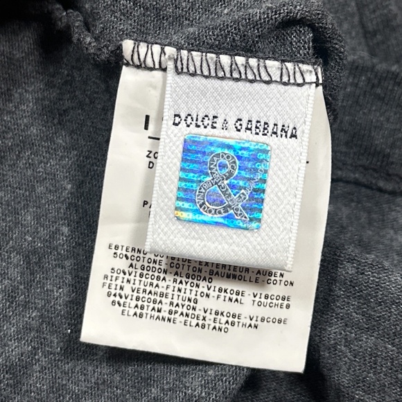 Vintage 90s Dolce & Gabbana D&G Dark Gray Cotton Viscose T Shirt Womens Medium - Picture 9 of 12